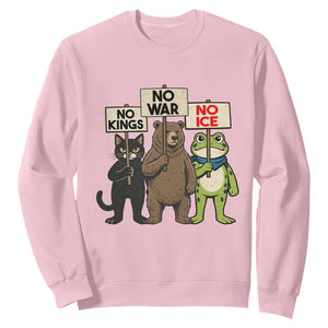 Funny Animal Protest Sweatshirt No Kings No Wars No Ice TS12 Light Pink Print Your Wear