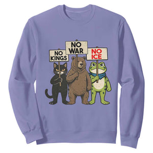 Funny Animal Protest Sweatshirt No Kings No Wars No Ice TS12 Violet Print Your Wear