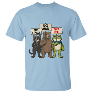 Funny Animal Protest T Shirt No Kings No Wars No Ice TS12 Light Blue Print Your Wear