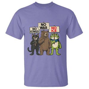 Funny Animal Protest T Shirt No Kings No Wars No Ice TS12 Violet Print Your Wear