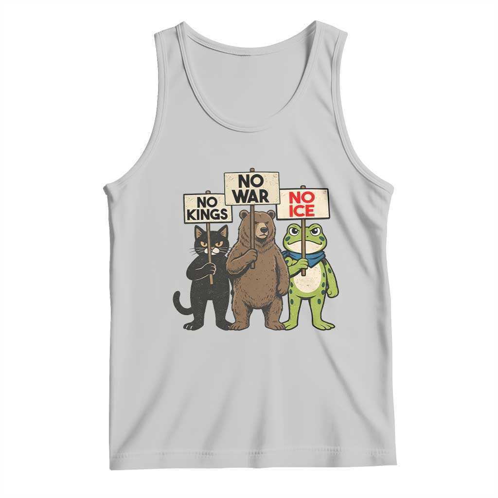 Funny Animal Protest Tank Top No Kings No Wars No Ice TS12 Ash Print Your Wear