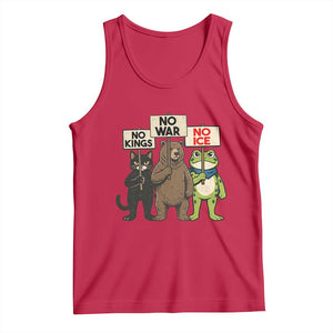 Funny Animal Protest Tank Top No Kings No Wars No Ice TS12 Red Print Your Wear