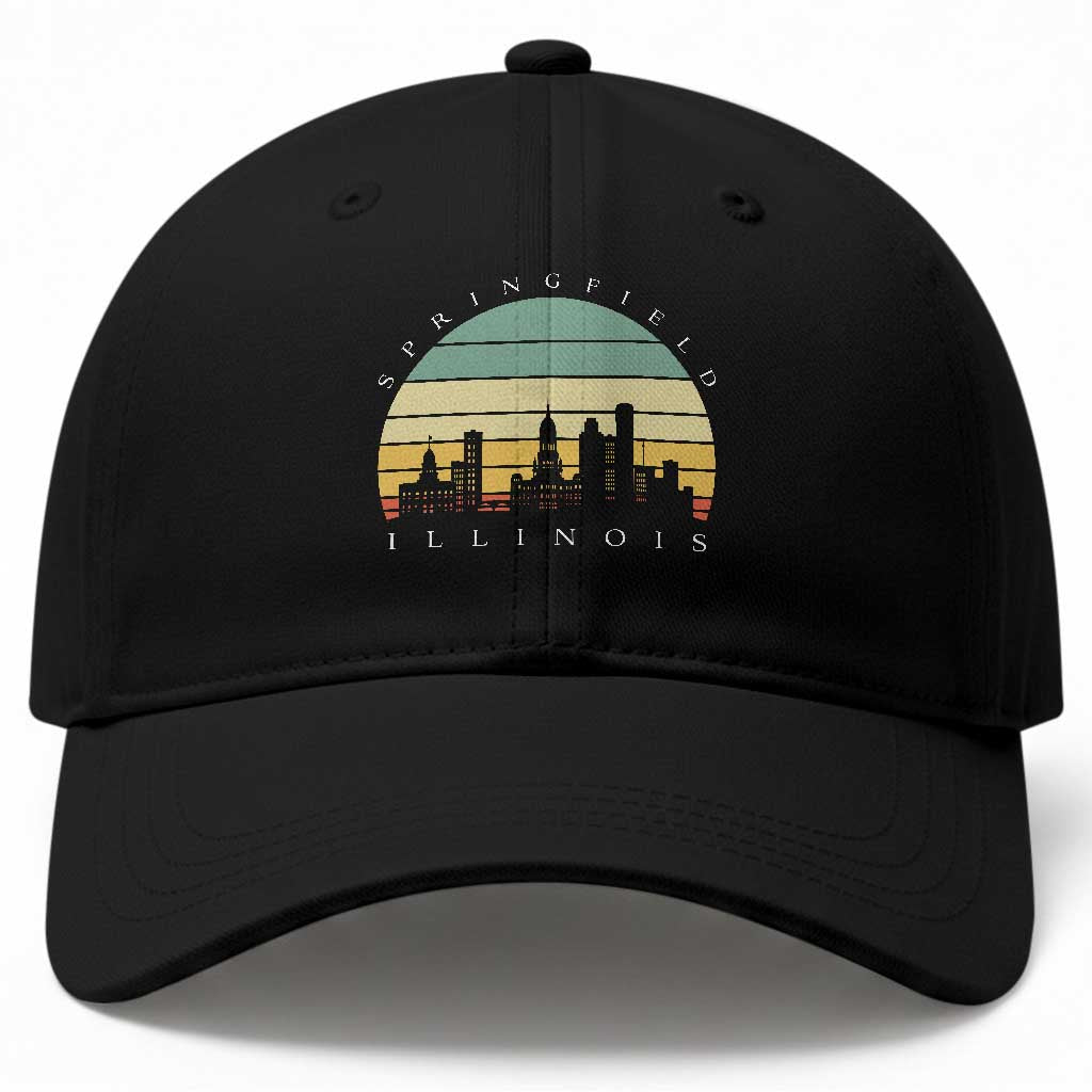 Vintage Springfield Illinois Pride Baseball Cap Scenic Cityscape Gift TS12 Print Your Wear