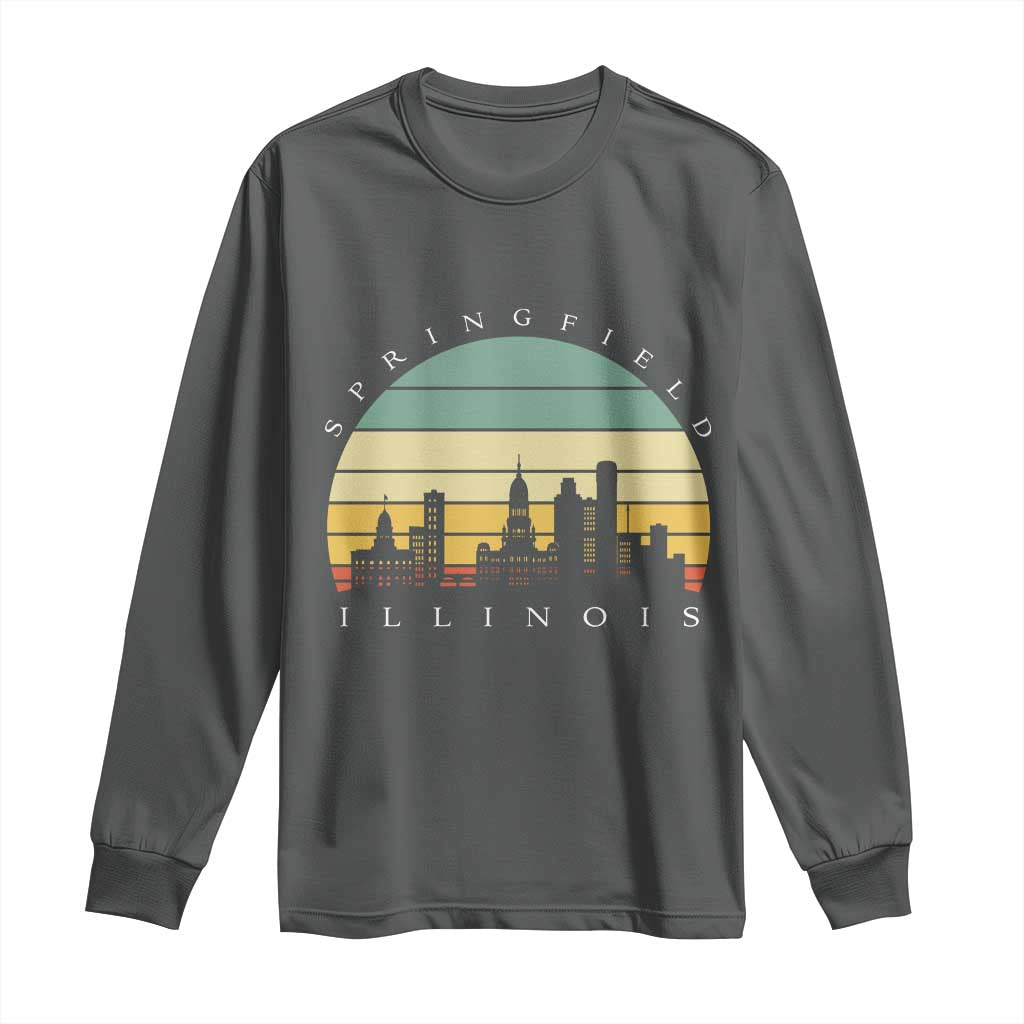 Vintage Springfield Illinois Pride Long Sleeve Shirt Scenic Cityscape Gift TS12 Dark Heather Print Your Wear