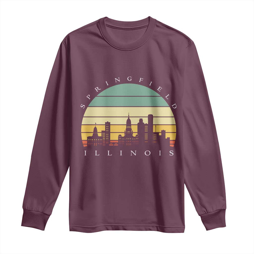 Vintage Springfield Illinois Pride Long Sleeve Shirt Scenic Cityscape Gift TS12 Maroon Print Your Wear
