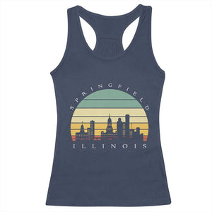 Vintage Springfield Illinois Pride Racerback Tank Top Scenic Cityscape Gift TS12 Navy Print Your Wear