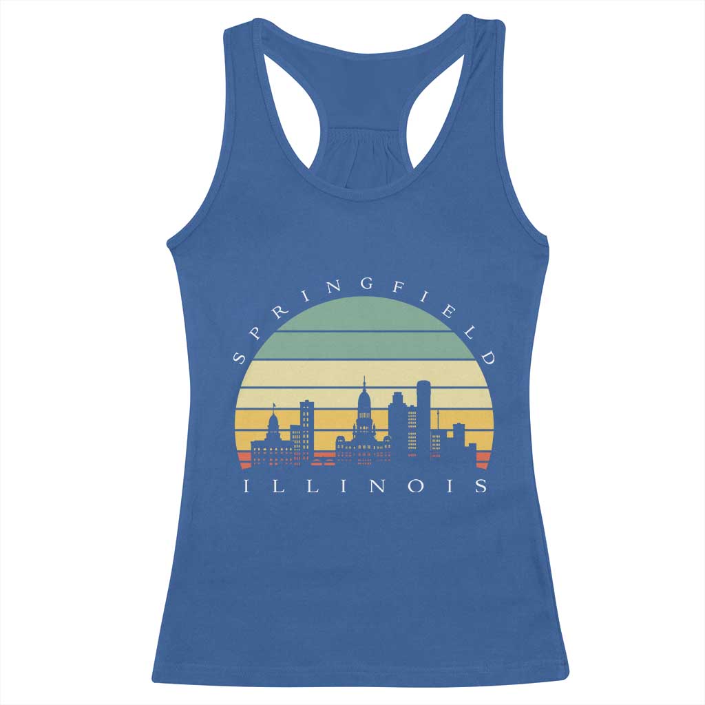 Vintage Springfield Illinois Pride Racerback Tank Top Scenic Cityscape Gift TS12 Royal Blue Print Your Wear