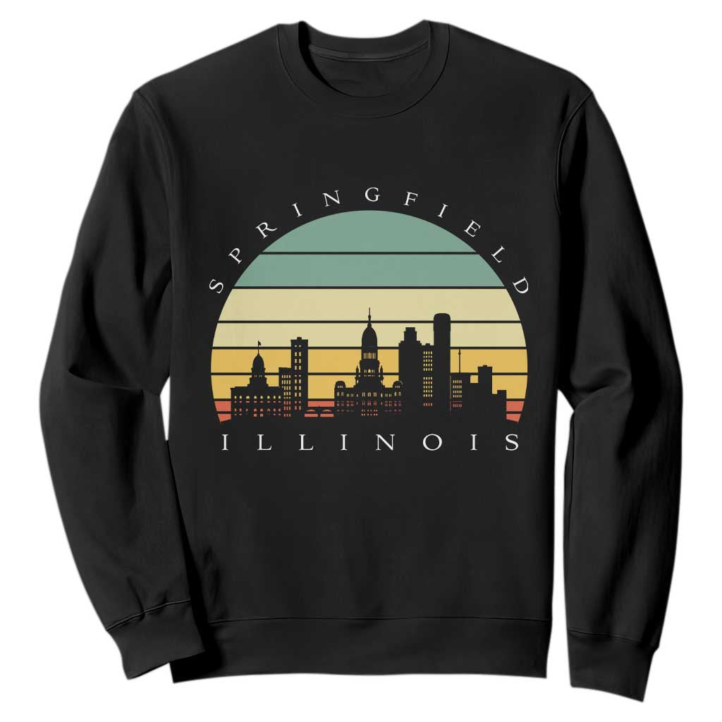 Vintage Springfield Illinois Pride Sweatshirt Scenic Cityscape Gift TS12 Black Print Your Wear
