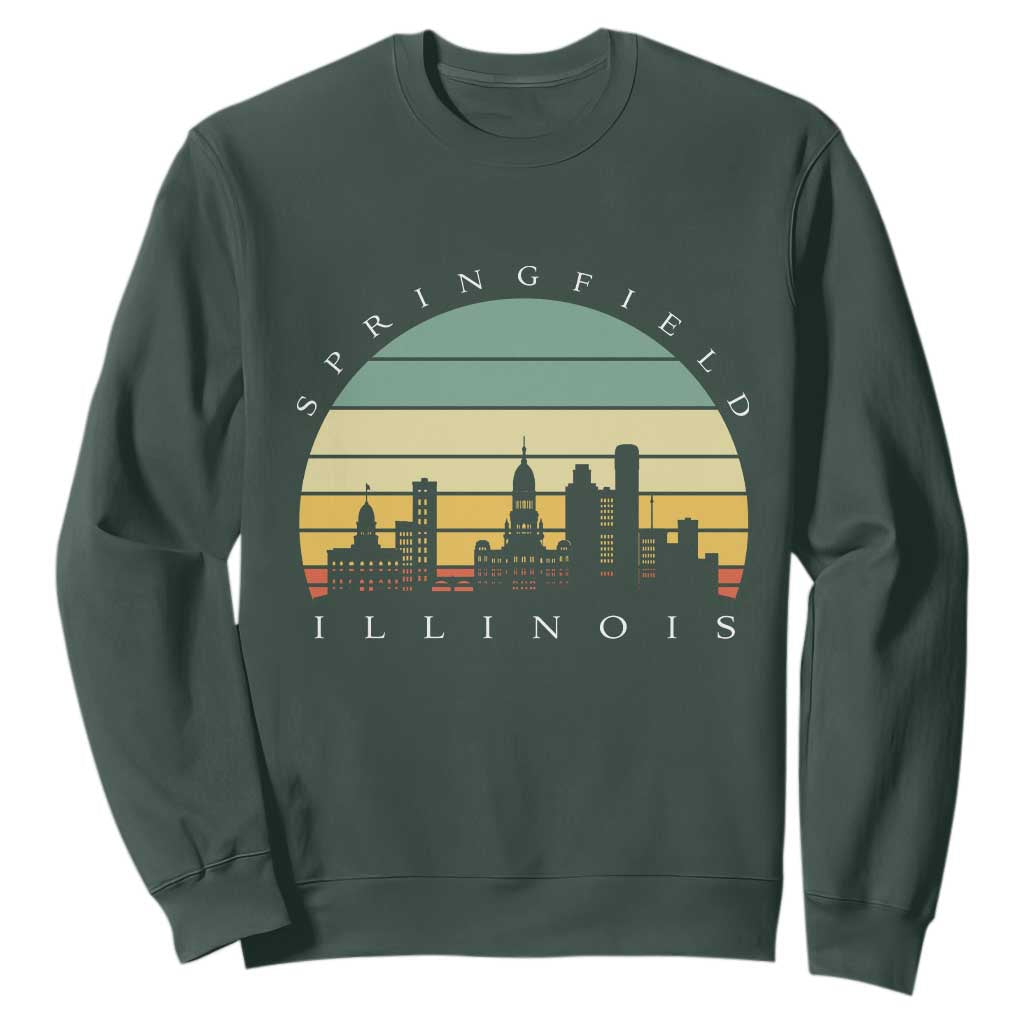 Vintage Springfield Illinois Pride Sweatshirt Scenic Cityscape Gift TS12 Dark Forest Green Print Your Wear