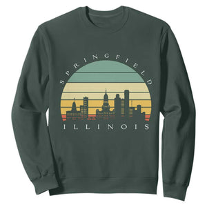 Vintage Springfield Illinois Pride Sweatshirt Scenic Cityscape Gift TS12 Dark Forest Green Print Your Wear
