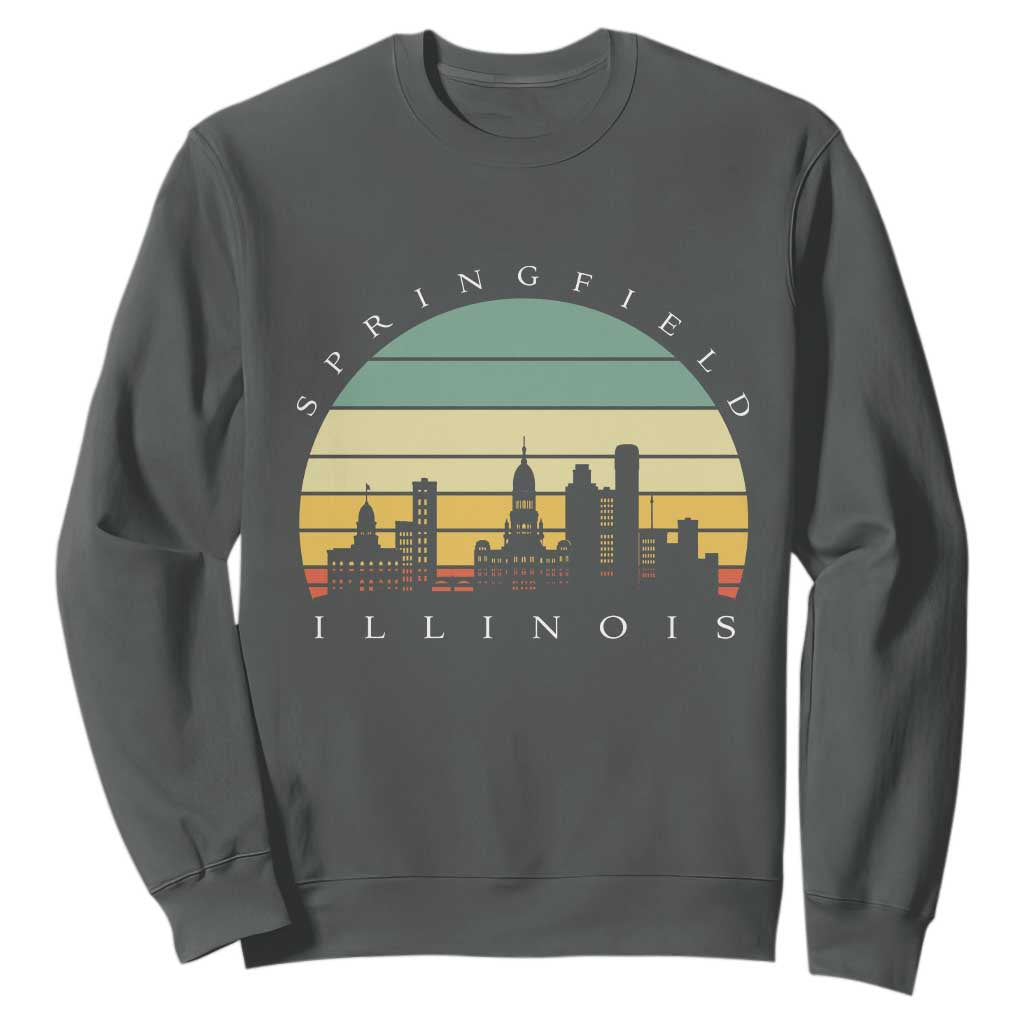 Vintage Springfield Illinois Pride Sweatshirt Scenic Cityscape Gift TS12 Dark Heather Print Your Wear