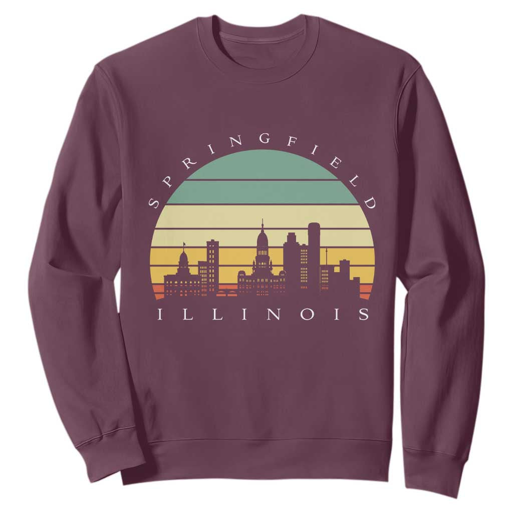 Vintage Springfield Illinois Pride Sweatshirt Scenic Cityscape Gift TS12 Maroon Print Your Wear