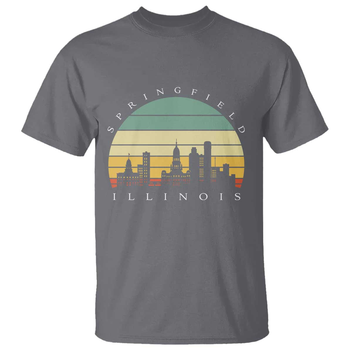 Vintage Springfield Illinois Pride T Shirt Scenic Cityscape Gift TS12 Charcoal Print Your Wear