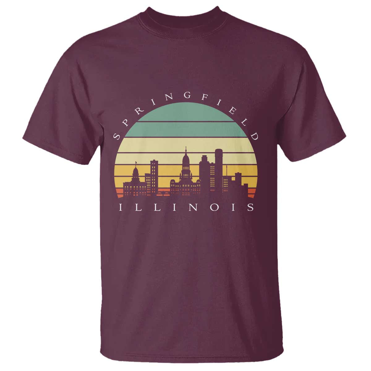 Vintage Springfield Illinois Pride T Shirt Scenic Cityscape Gift TS12 Maroon Print Your Wear
