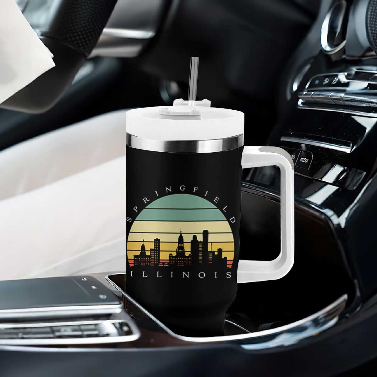 Vintage Springfield Illinois Pride Tumbler With Handle Scenic Cityscape Gift TS12 Print Your Wear
