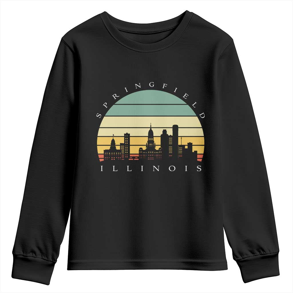 Vintage Springfield Illinois Pride Youth Sweatshirt Scenic Cityscape Gift TS12 Black Print Your Wear