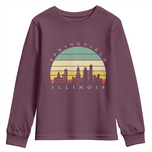 Vintage Springfield Illinois Pride Youth Sweatshirt Scenic Cityscape Gift TS12 Maroon Print Your Wear