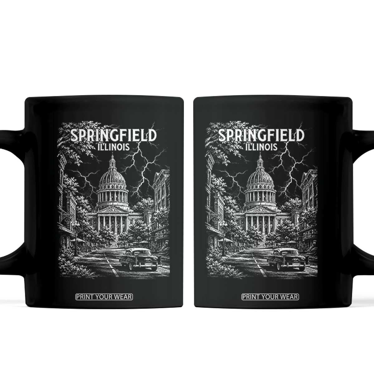 Historic Springfield Illinois Architecture Coffee Mug The Prairie State Souvenir Gift TS12 Black Print Your Wear