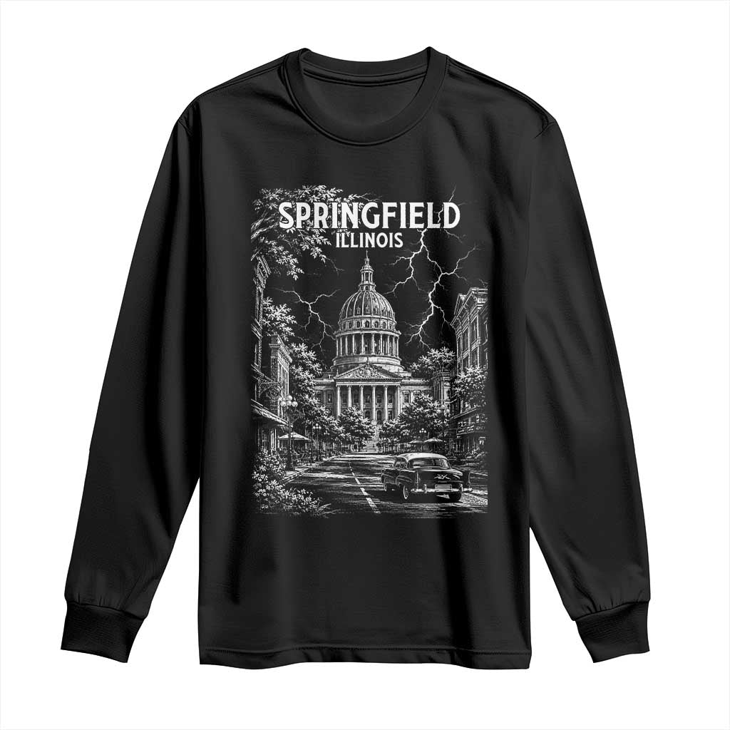 Historic Springfield Illinois Architecture Long Sleeve Shirt The Prairie State Souvenir Gift TS12 Black Print Your Wear