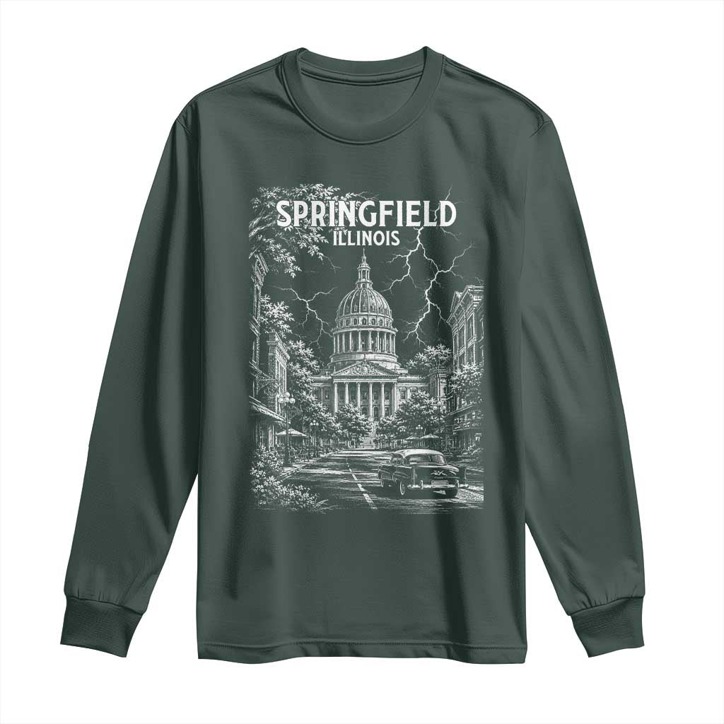 Historic Springfield Illinois Architecture Long Sleeve Shirt The Prairie State Souvenir Gift TS12 Dark Forest Green Print Your Wear