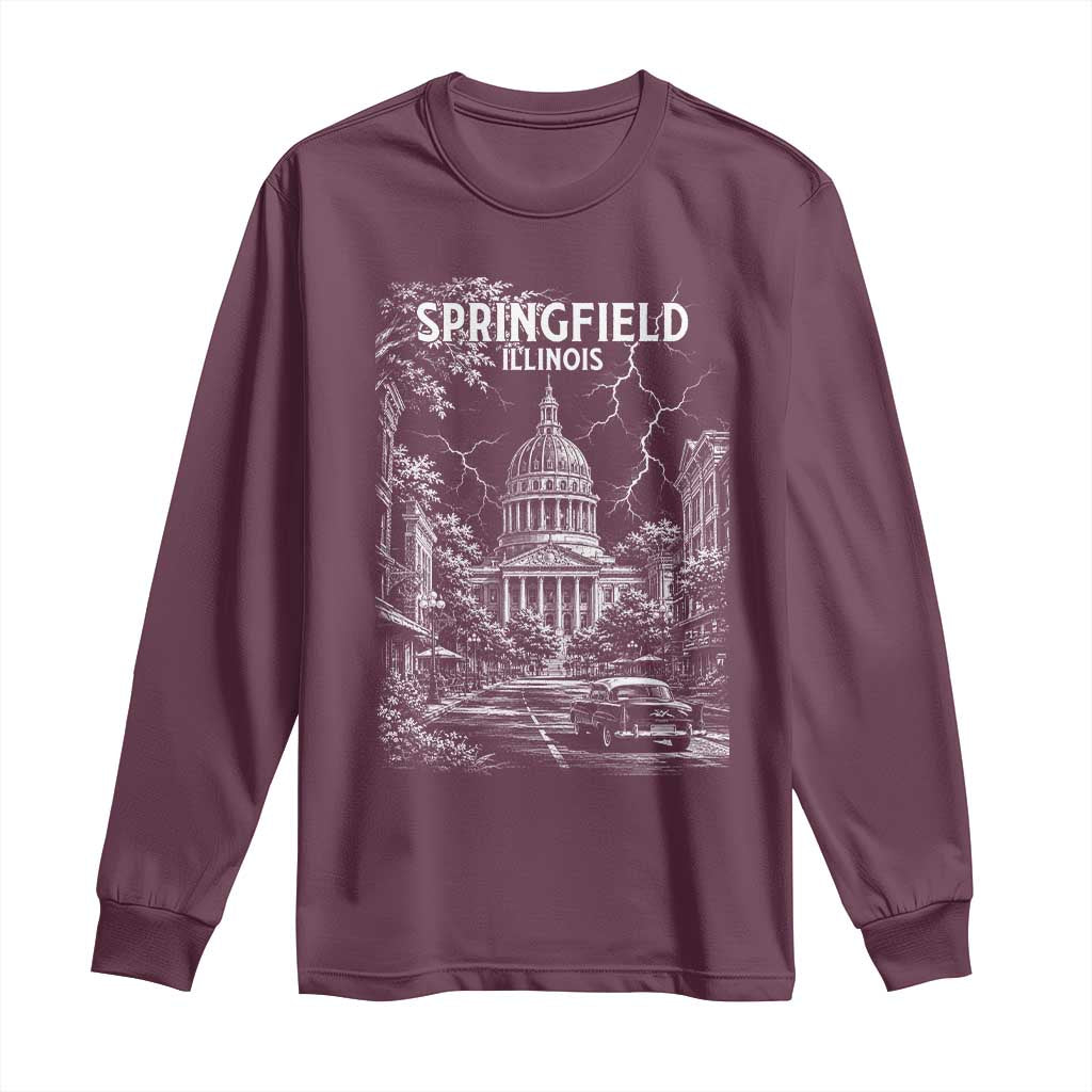 Historic Springfield Illinois Architecture Long Sleeve Shirt The Prairie State Souvenir Gift TS12 Maroon Print Your Wear