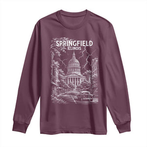 Historic Springfield Illinois Architecture Long Sleeve Shirt The Prairie State Souvenir Gift TS12 Maroon Print Your Wear