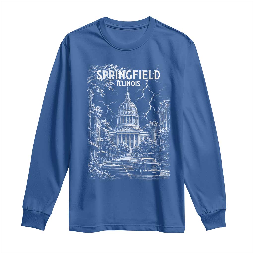 Historic Springfield Illinois Architecture Long Sleeve Shirt The Prairie State Souvenir Gift TS12 Royal Blue Print Your Wear