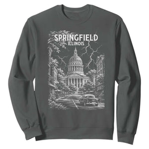Historic Springfield Illinois Architecture Sweatshirt The Prairie State Souvenir Gift TS12 Dark Heather Print Your Wear