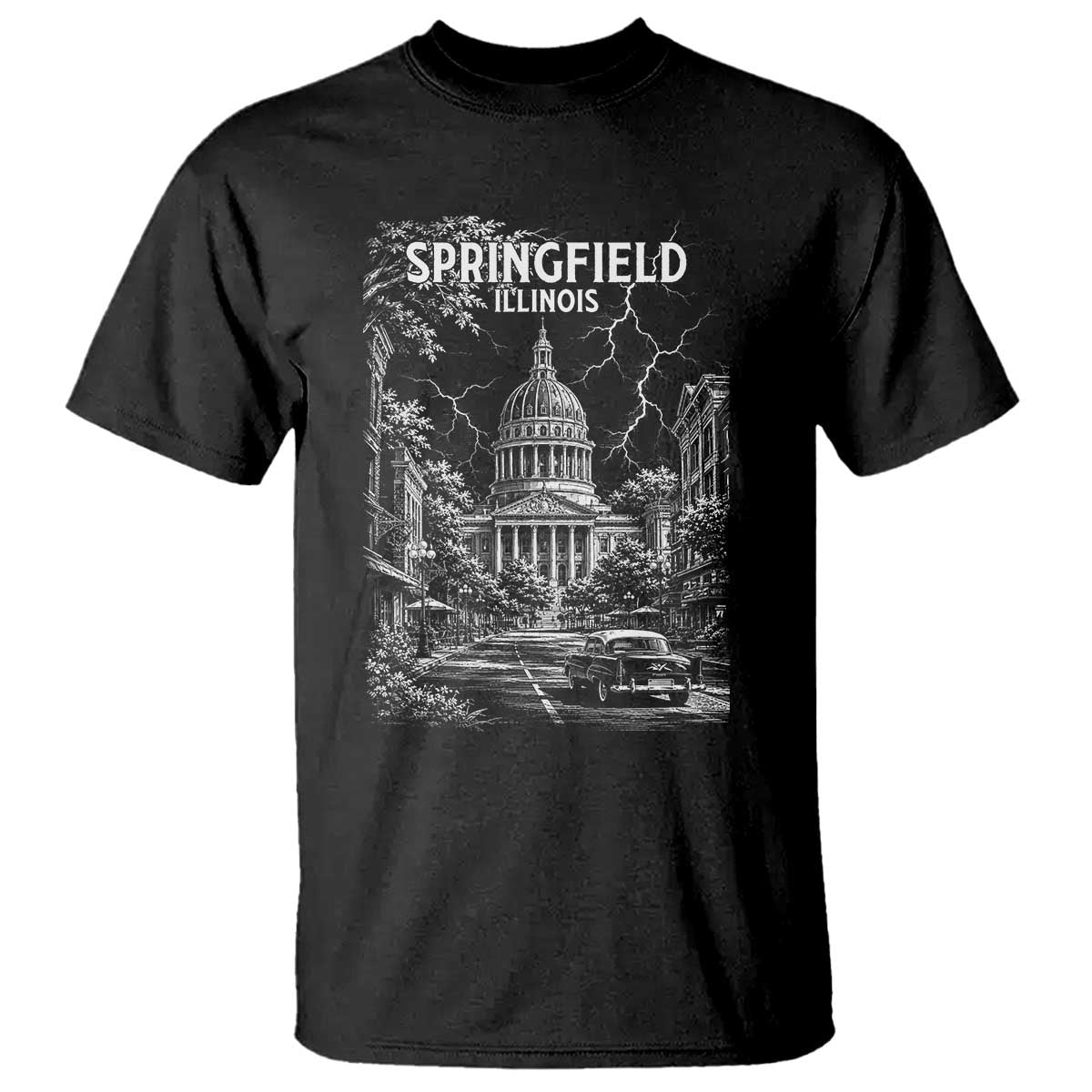 Historic Springfield Illinois Architecture T Shirt The Prairie State Souvenir Gift TS12 Black Print Your Wear
