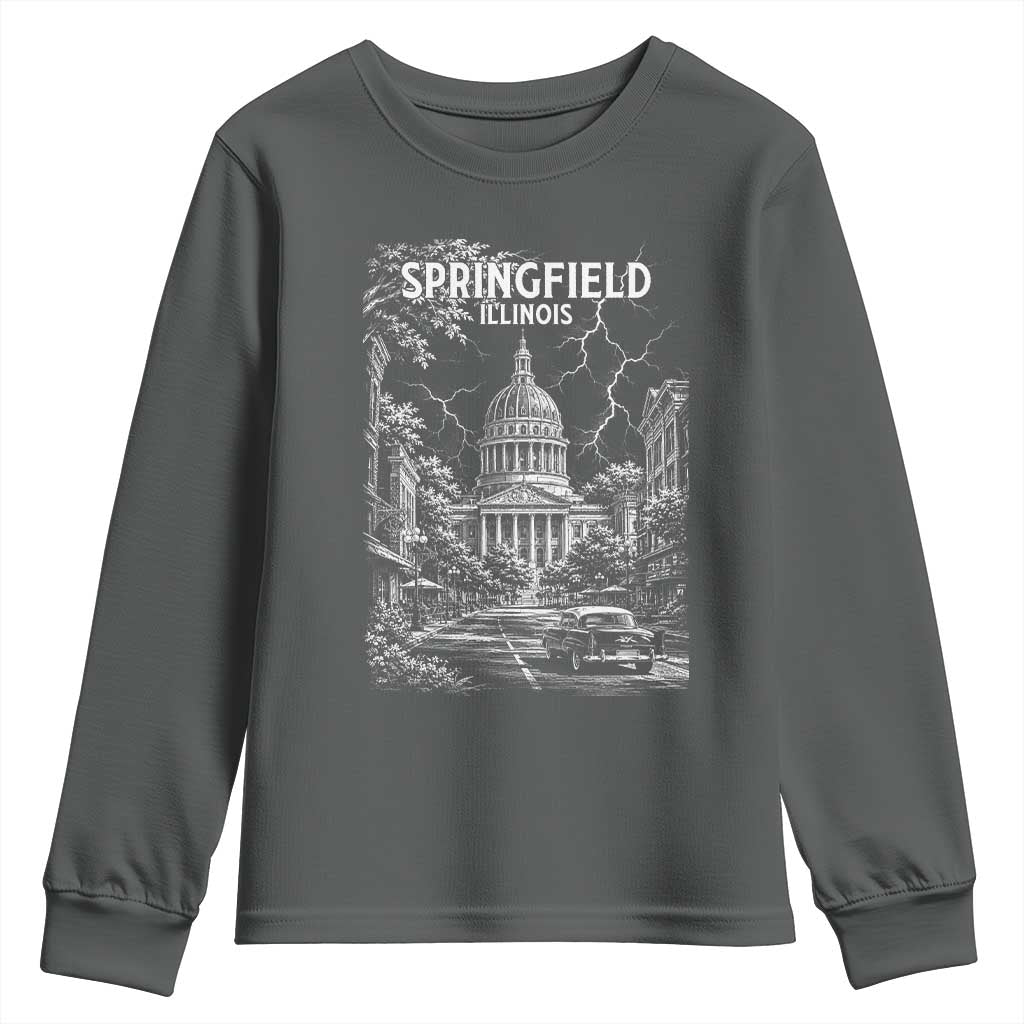 Historic Springfield Illinois Architecture Youth Sweatshirt The Prairie State Souvenir Gift TS12 Dark Heather Print Your Wear