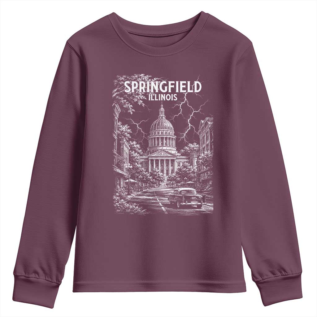 Historic Springfield Illinois Architecture Youth Sweatshirt The Prairie State Souvenir Gift TS12 Maroon Print Your Wear