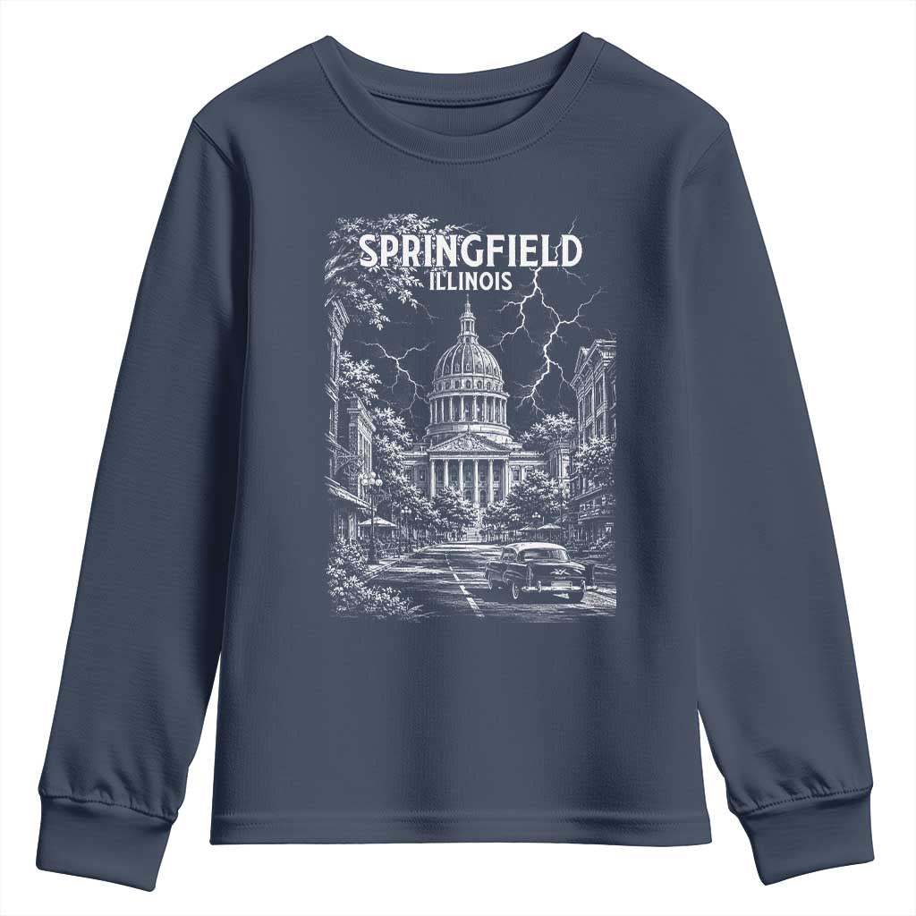 Historic Springfield Illinois Architecture Youth Sweatshirt The Prairie State Souvenir Gift TS12 Navy Print Your Wear