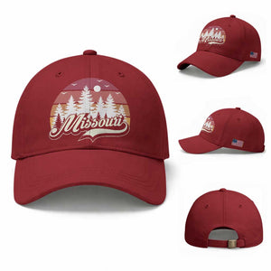 Missouri Travel Gift Baseball Cap Vintage Forest River Landscape TS12 Baseball Cap Universal Fit Cherry Red Print Your Wear
