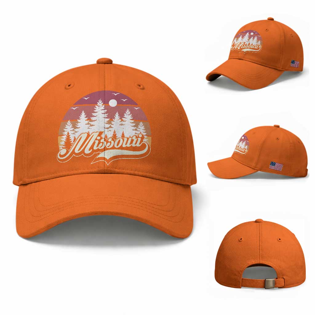 Missouri Travel Gift Baseball Cap Vintage Forest River Landscape TS12 Baseball Cap Universal Fit Orange Print Your Wear