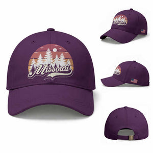Missouri Travel Gift Baseball Cap Vintage Forest River Landscape TS12 Baseball Cap Universal Fit Purple Print Your Wear