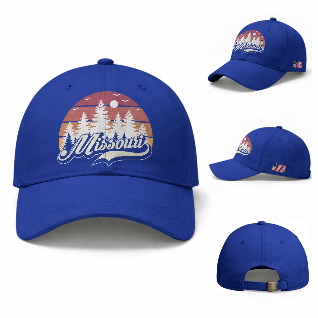 Missouri Travel Gift Baseball Cap Vintage Forest River Landscape TS12 Baseball Cap Universal Fit Royal Blue Print Your Wear