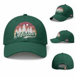 Missouri Travel Gift Baseball Cap Vintage Forest River Landscape TS12 Baseball Cap Universal Fit Irish Green Print Your Wear