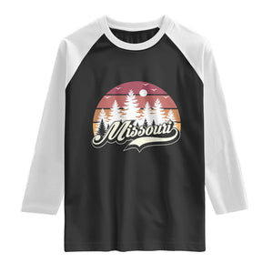 Missouri Travel Gift Raglan Shirt Vintage Forest River Landscape TS12 Black White Print Your Wear