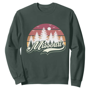 Missouri Travel Gift Sweatshirt Vintage Forest River Landscape TS12 Dark Forest Green Print Your Wear
