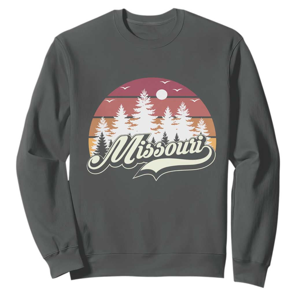 Missouri Travel Gift Sweatshirt Vintage Forest River Landscape TS12 Dark Heather Print Your Wear