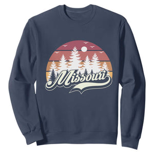 Missouri Travel Gift Sweatshirt Vintage Forest River Landscape TS12 Navy Print Your Wear
