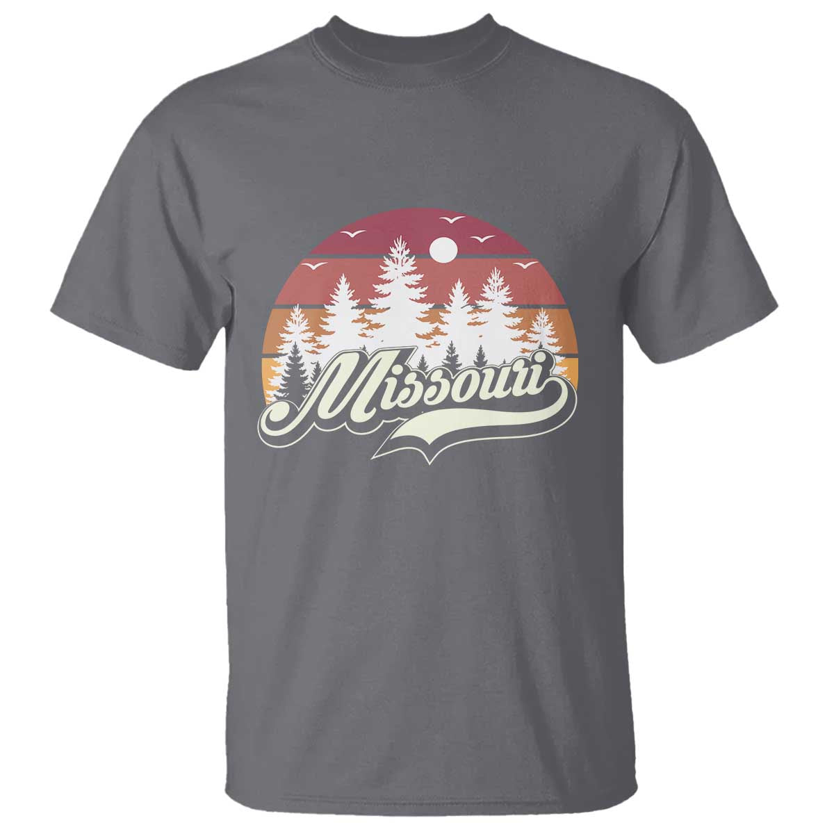 Missouri Travel Gift T Shirt Vintage Forest River Landscape TS12 Charcoal Print Your Wear