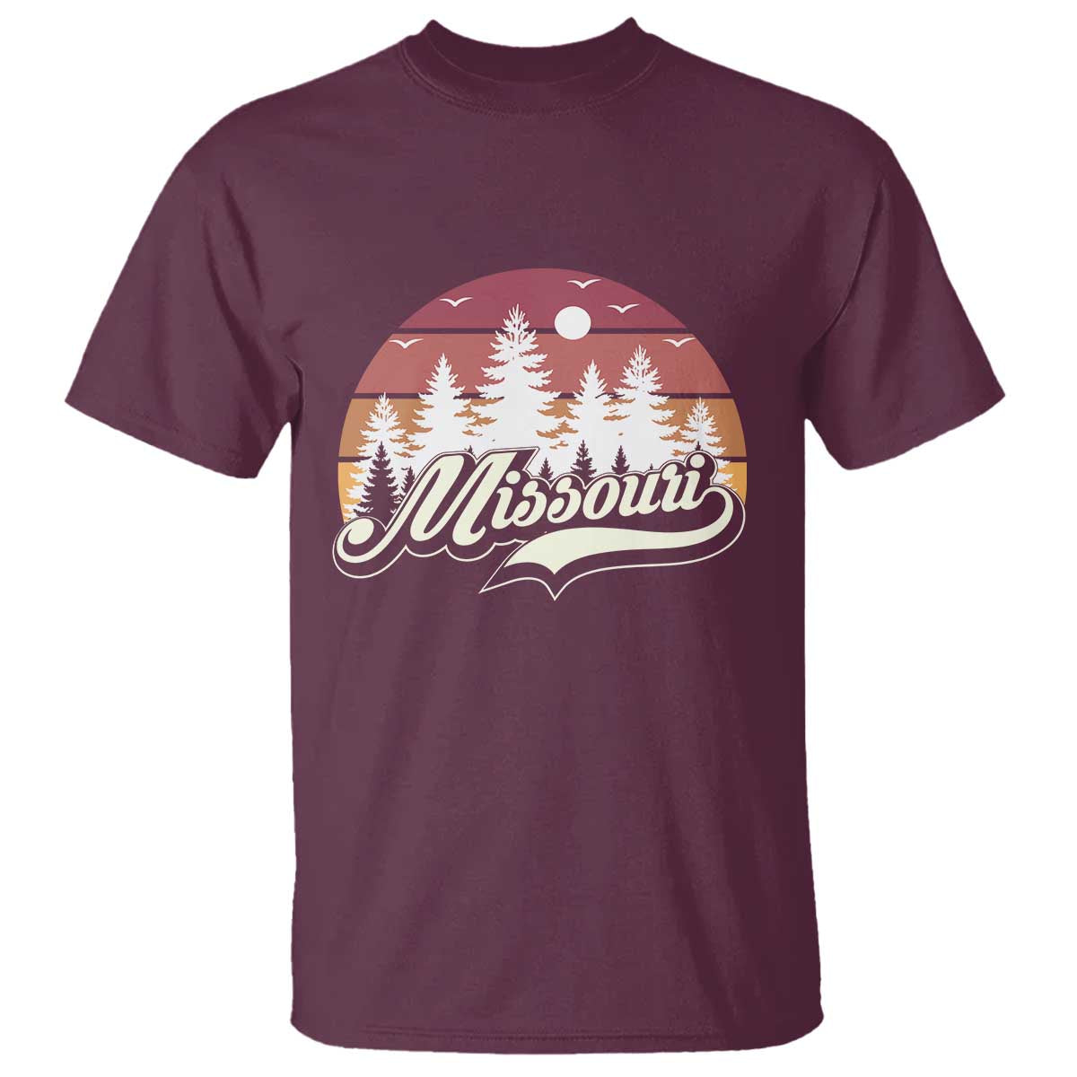 Missouri Travel Gift T Shirt Vintage Forest River Landscape TS12 Maroon Print Your Wear