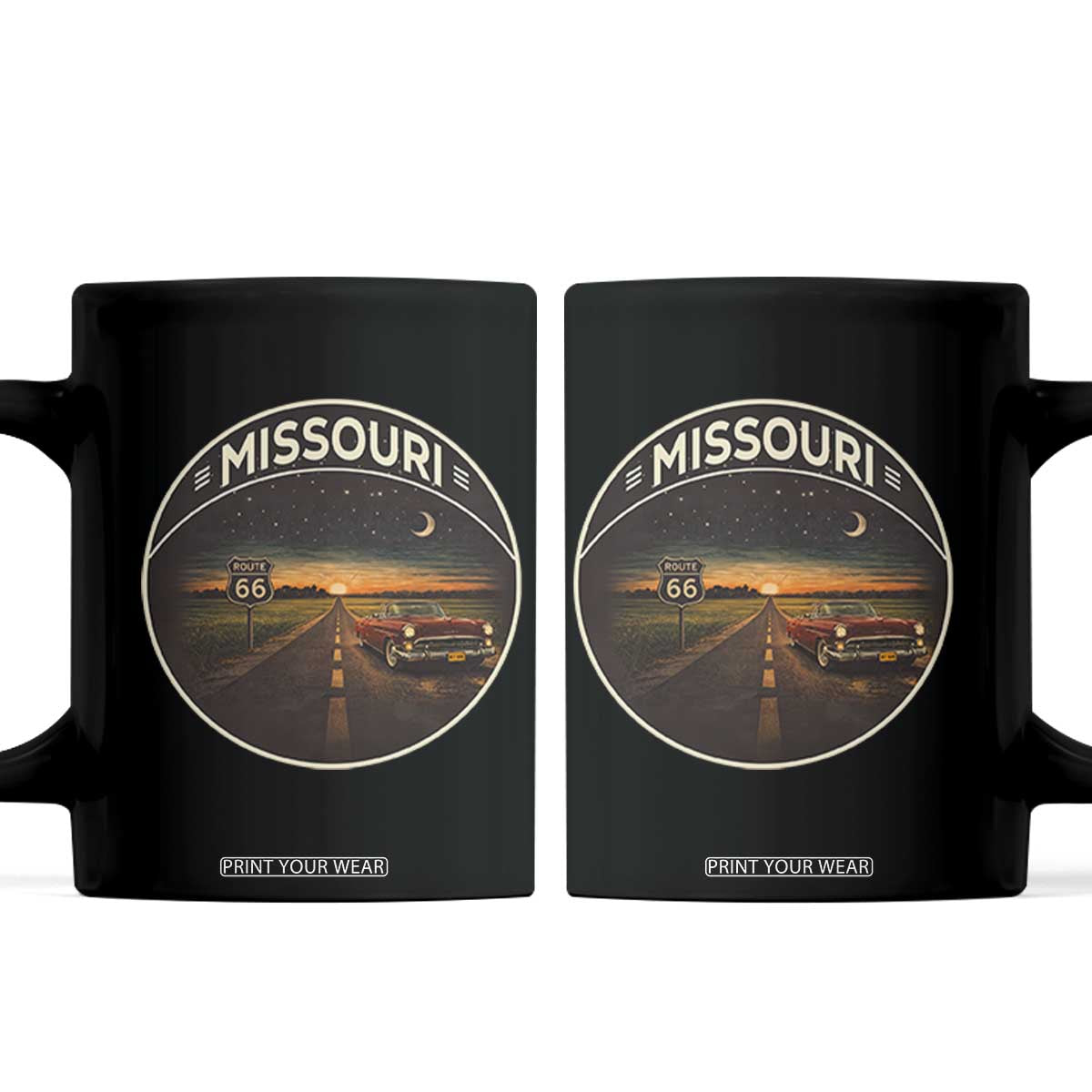 Missouri State Route Highway 66 Coffee Mug Mother Road Travel Gift TS12 Black Print Your Wear