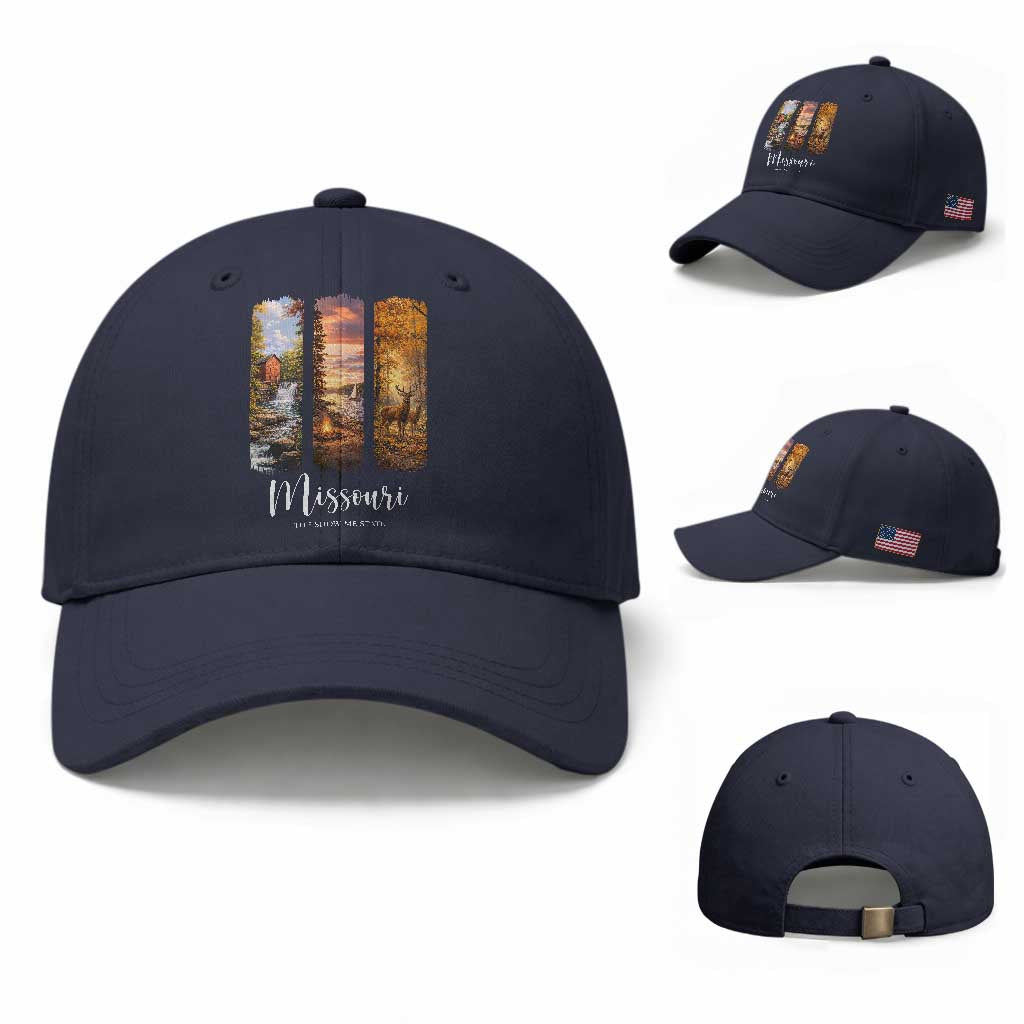 Missouri The Show Me State Baseball Cap Midwest Pride TS12 Baseball Cap Universal Fit Navy Print Your Wear