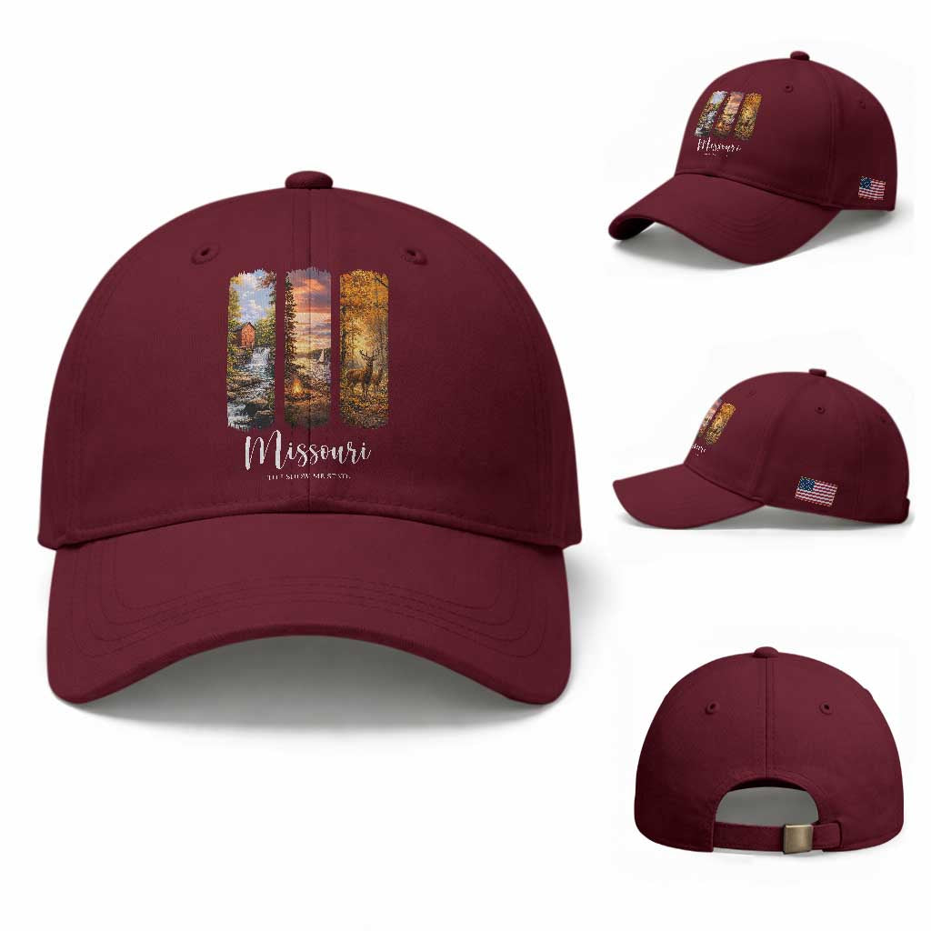 Missouri The Show Me State Baseball Cap Midwest Pride TS12 Baseball Cap Universal Fit Maroon Print Your Wear