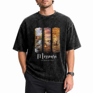 Missouri The Show Me State Washed Cotton T-Shirt Midwest Pride