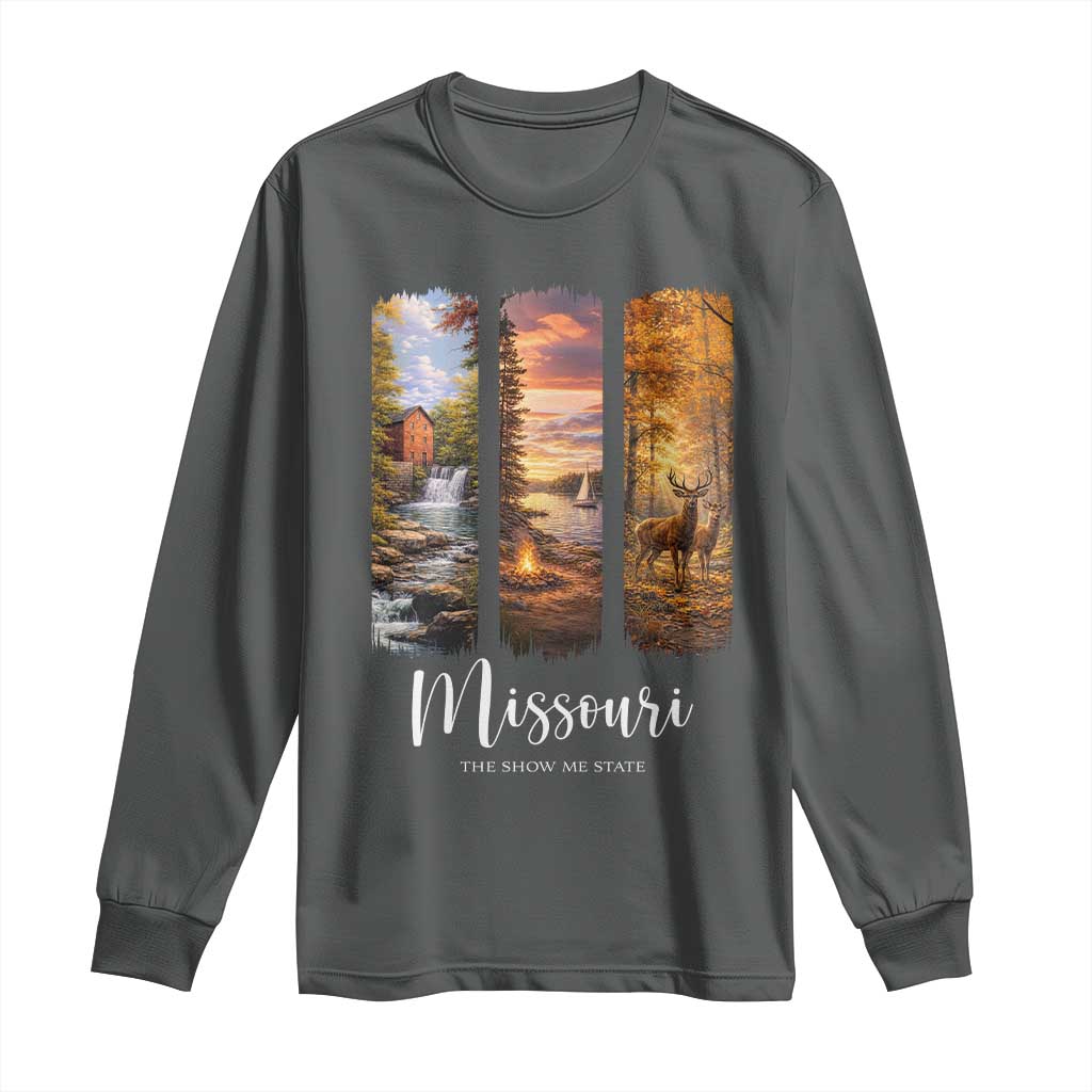 Missouri The Show Me State Long Sleeve Shirt Midwest Pride TS12 Dark Heather Print Your Wear