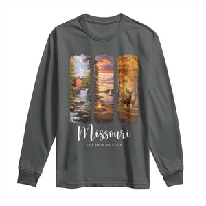 Missouri The Show Me State Long Sleeve Shirt Midwest Pride TS12 Dark Heather Print Your Wear