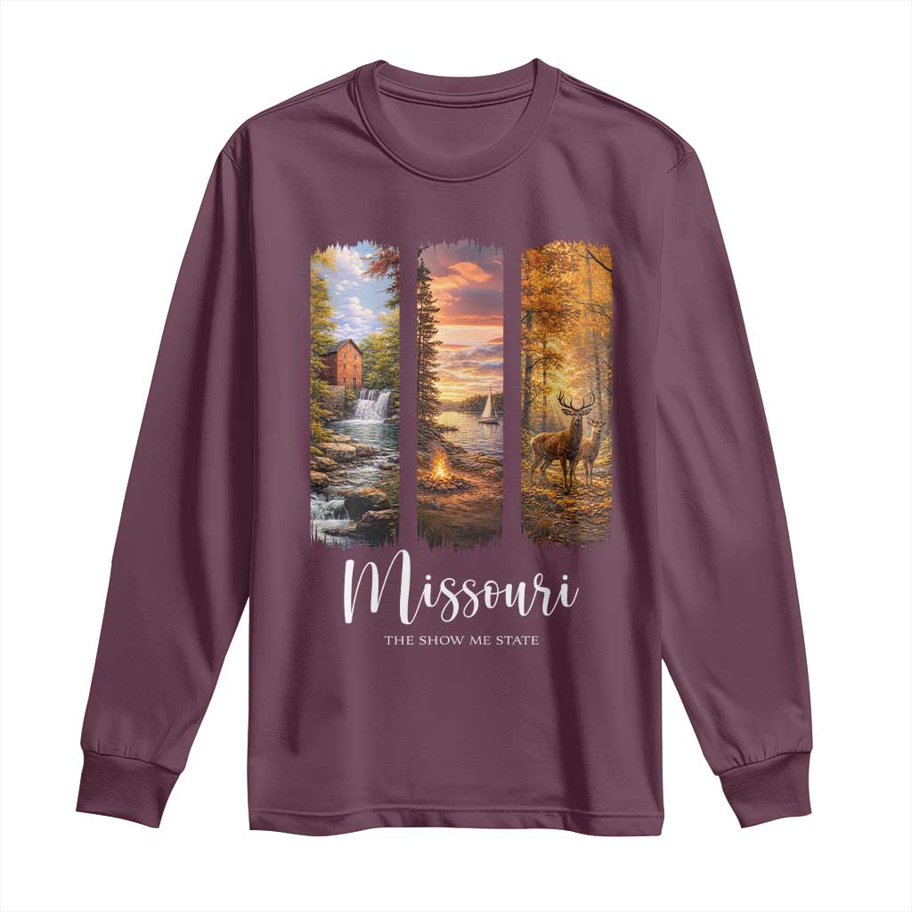 Missouri The Show Me State Long Sleeve Shirt Midwest Pride TS12 Maroon Print Your Wear